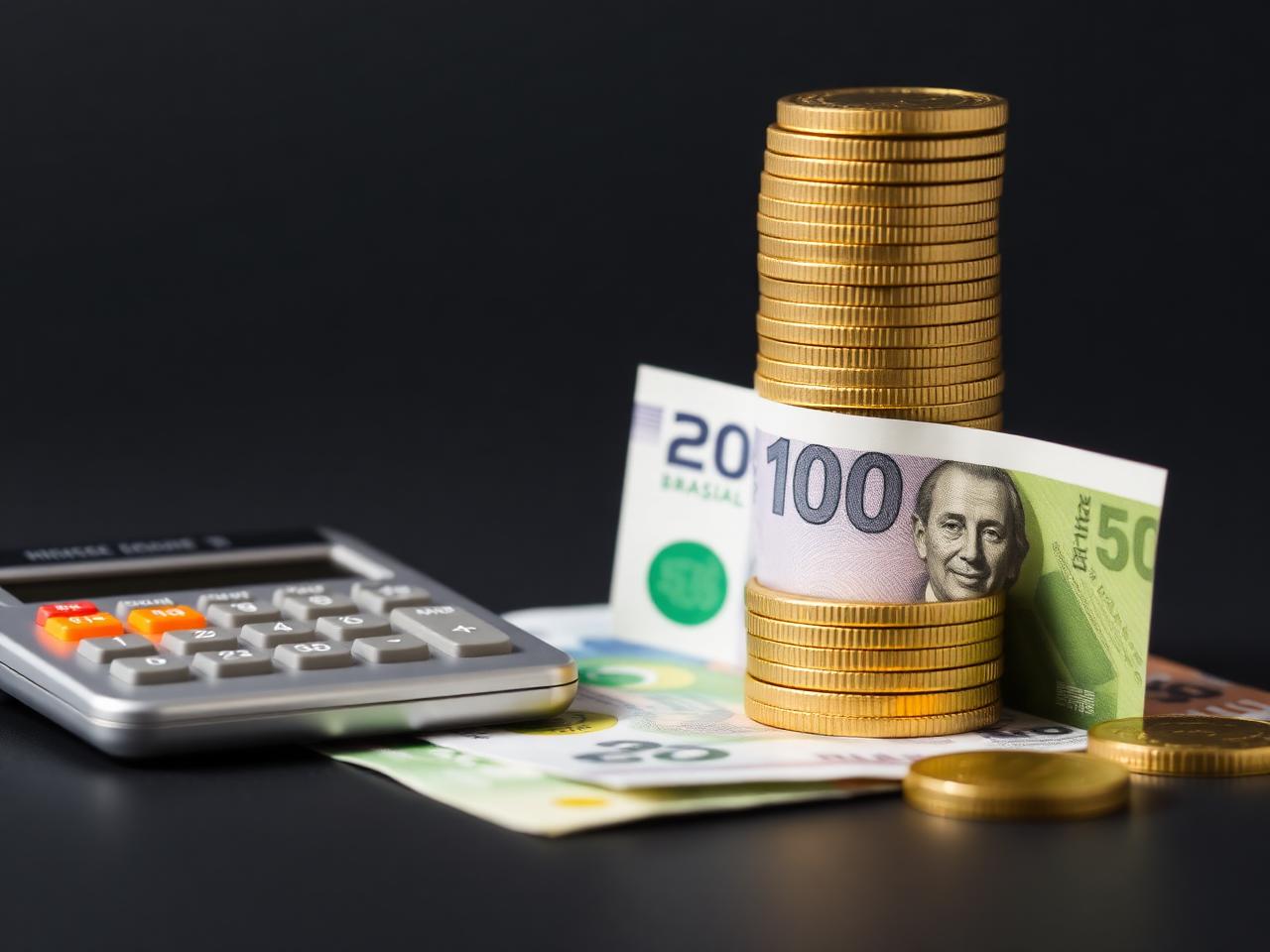 Moedas e cédulas representando recuperação de impostos